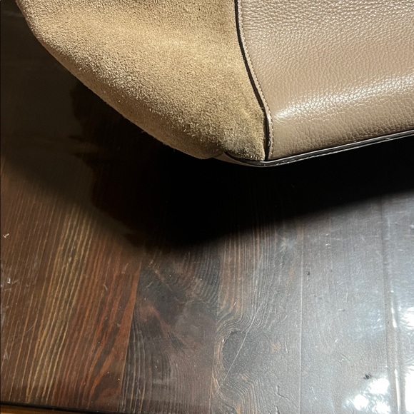 COACH Exotic Trim Suede Ava Tote Bag In Stone - Picture 17 of 17
